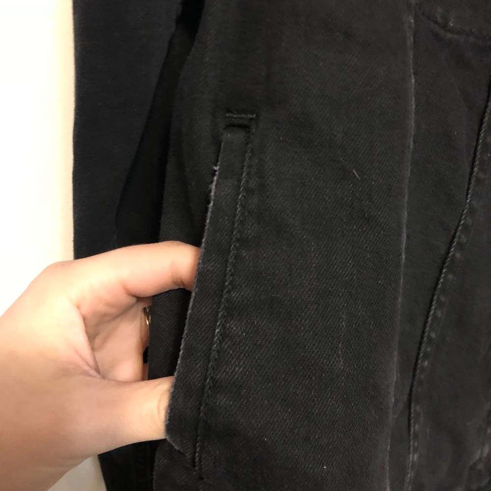 GAP Black Collarless Jean Jacket XL - Picture 6 of 7
